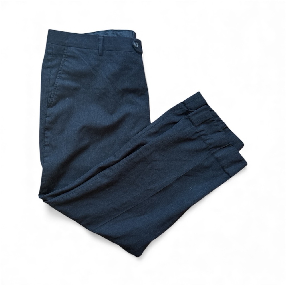 Pronto Uomo Platinum Black Suit Pants Flat Front 100% Wool Dress Pants‎ Size 40